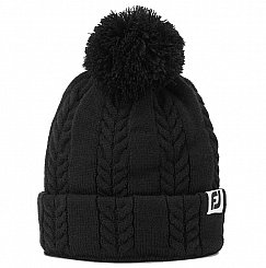 Footjoy Womens’s Cable Knit Bobble - Beanie - Black